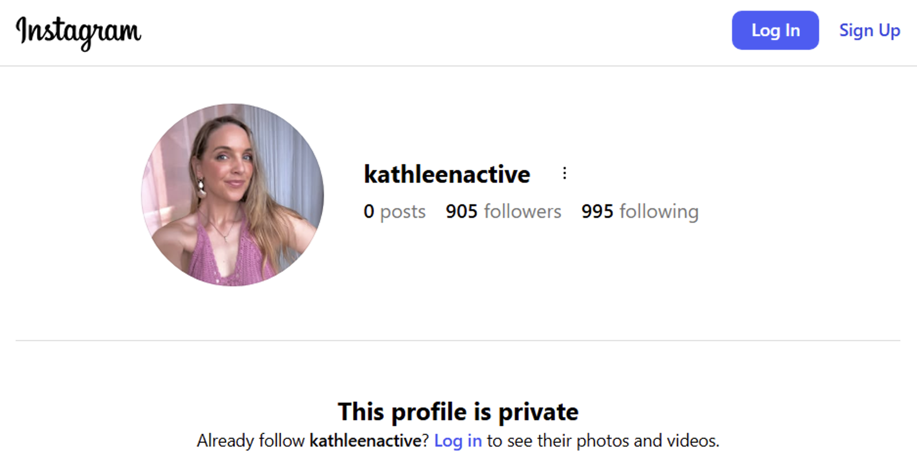 Kathleen Millar @kathleenactive Instagram profile after rename from @katiness26 with profile photo restored 24 June 2026