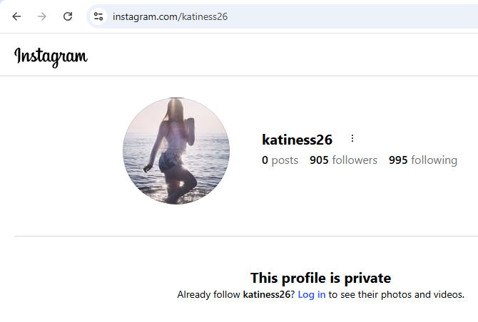 Kathleen Millar @katiness26 Instagram profile before profile image removal 22 June 2026