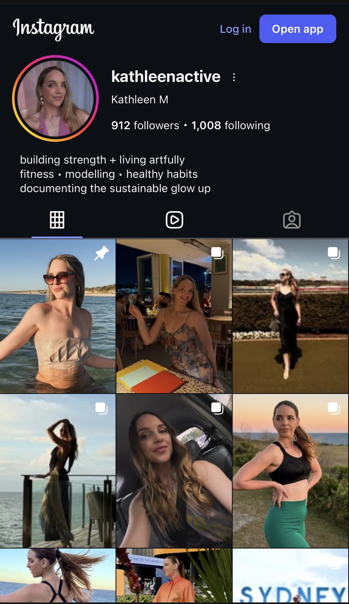 Kathleen Millar @KathleenActive Instagram profile before rename to @katiness26 and identity scrub